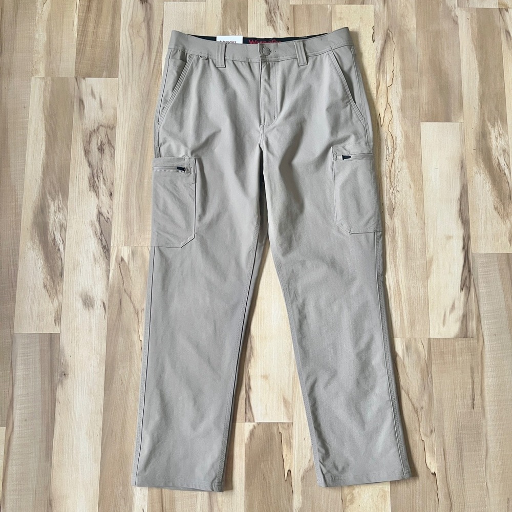 Wrangler Mens Performance Stretch Cargo Pants Tan Regular Fit 34x30 NEW NWT